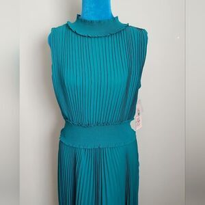 Nanette Lepore Turquoise Pleated Midi Dress